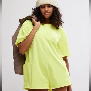 Free People ‎ Movement Sour Citrus Hot Shot l Romper Tee size small nwot